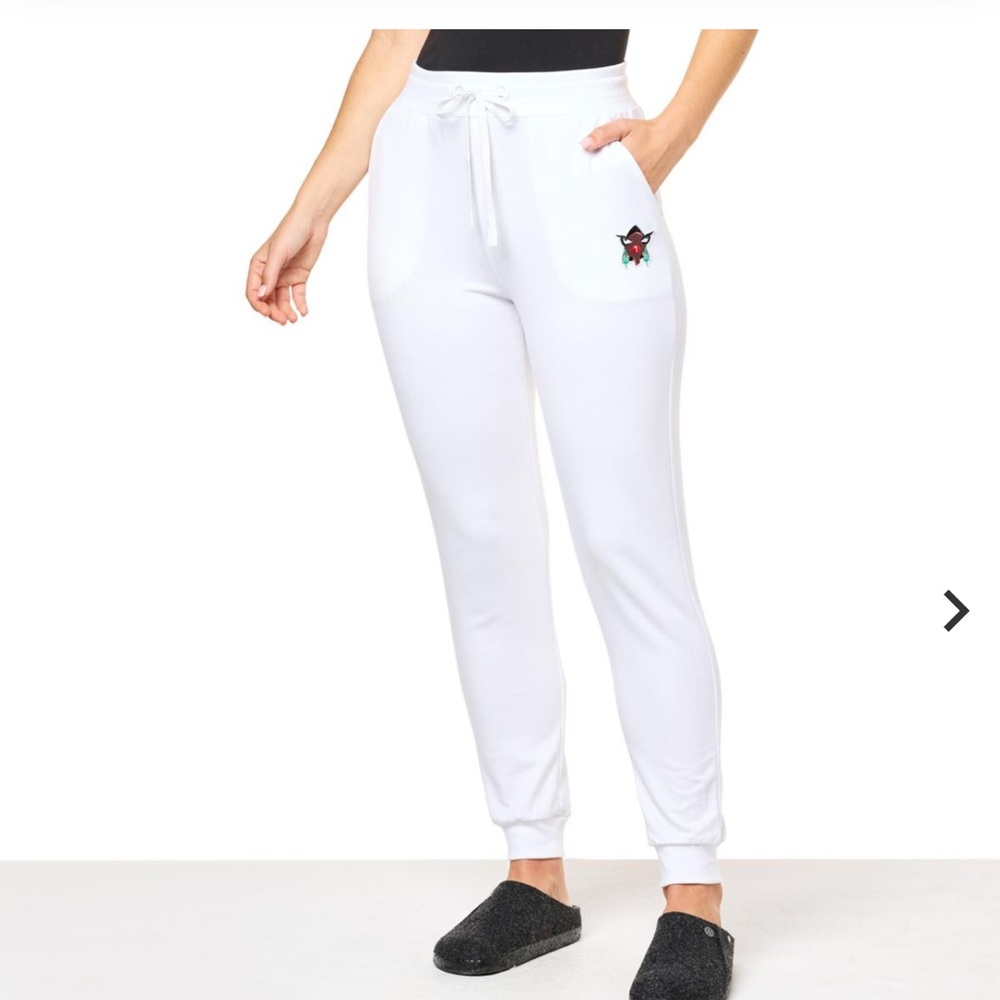 Badgley Mischka NWT White French Terry Jogger Pant with Pockets- Size-XL